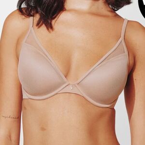 THIRD LOVE 24/7  CLASSIC UPLIFT PLUNGE BRA 38B TAUPE NUDE thirdlove